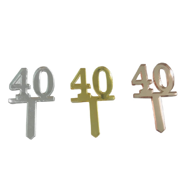 SILVER 40 Mirror Cupcake Pick