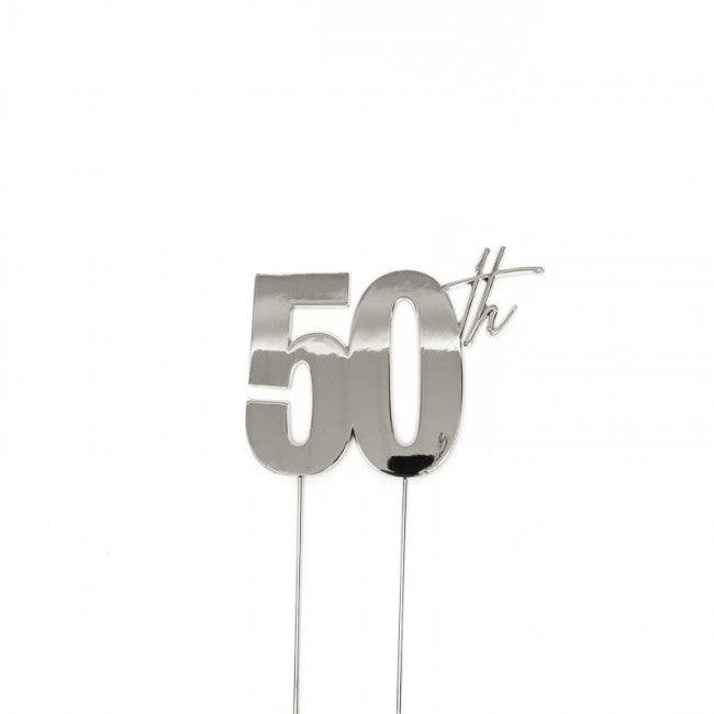 50th Silver Metal Cake Topper - Cake Decorating Central