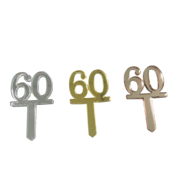 SILVER 60 Mirror Cupcake Pick