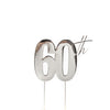 60th Silver Metal Cake Topper