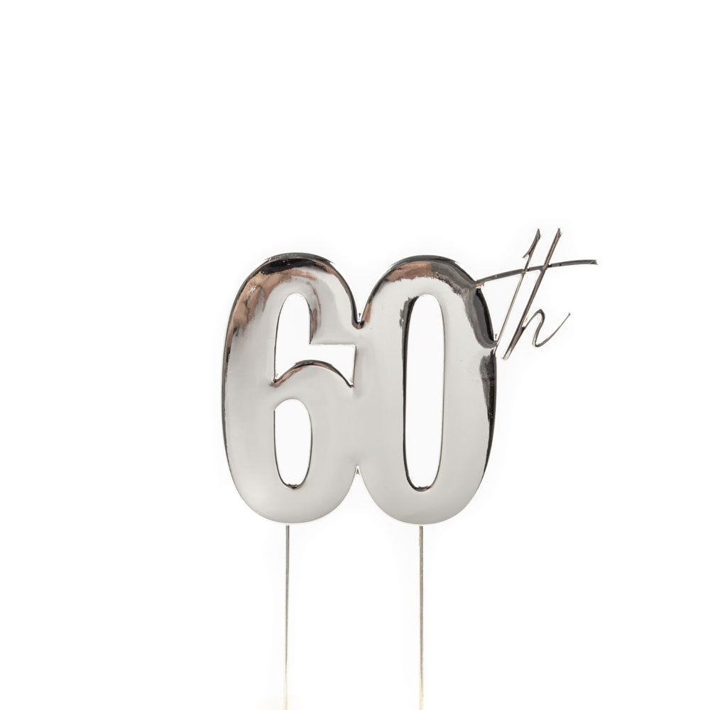 Silver Topper 60th Silver Metal Cake Topper | Cake Decorating Central