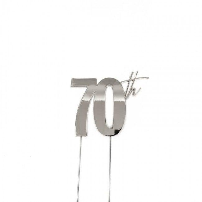 70th Silver Metal Cake Topper - Cake Decorating Central