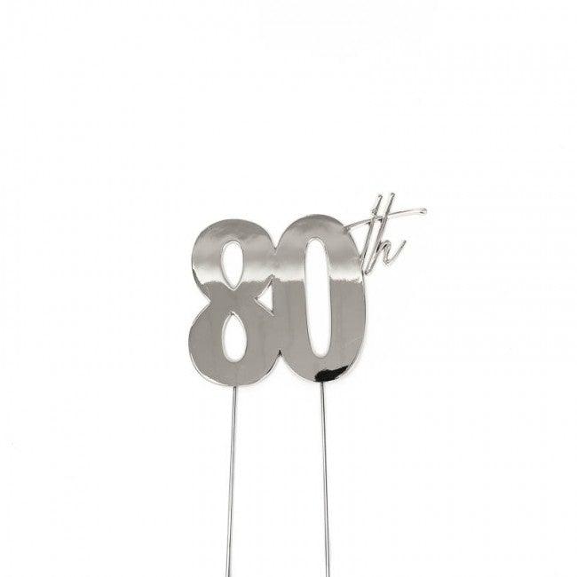 80th Silver Metal Cake Topper - Cake Decorating Central
