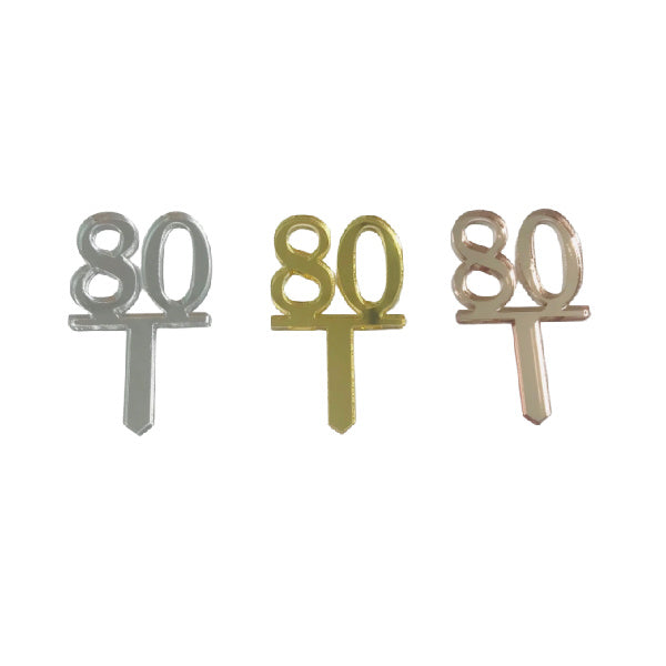 SILVER 80 Mirror Cupcake Pick