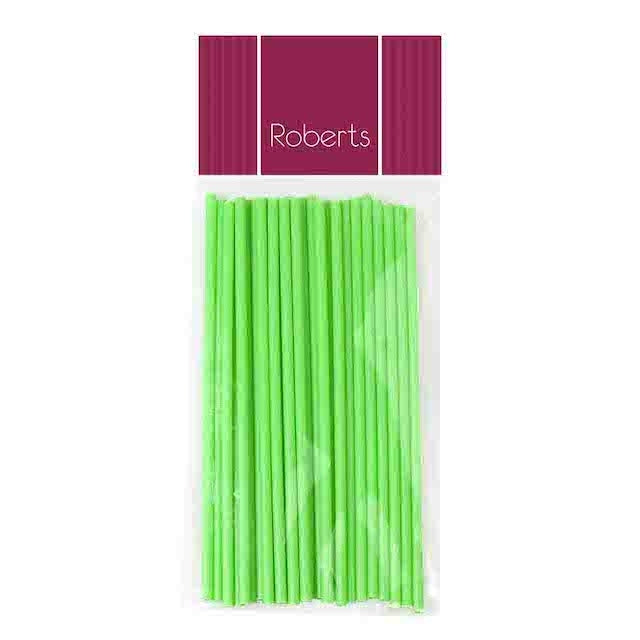 Lollipop Sticks 15cm LIME GREEN 25pk