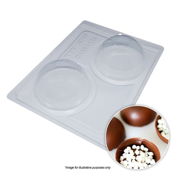 BWB SPHERE 90MM 2 CAVITIES CHOC MOULD (3PCE)