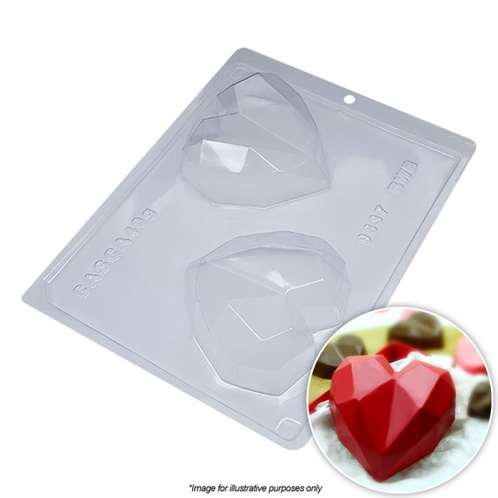BWB GEO HEARTS 200G 2 CAVITIES CHOC MOULD (3PCE)