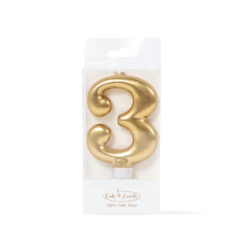 CANDLE GOLD - NUMBER 3 - Cake Decorating Central