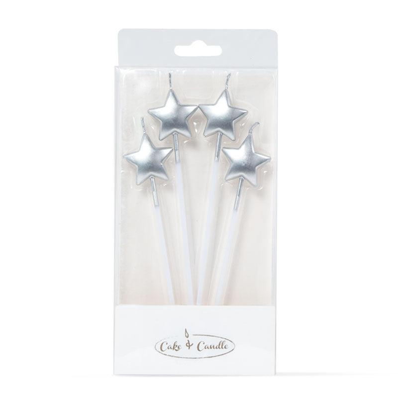 CANDLES SILVER STAR PICKS (4 pack)