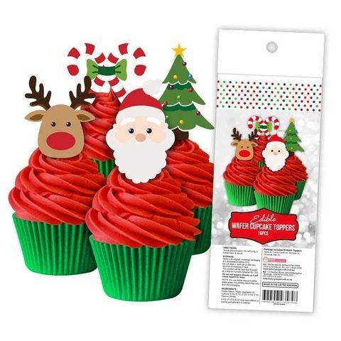CHRISTMAS EDIBLE WAFER CUPCAKE TOPPERS 16 PCE - Cake Decorating Central