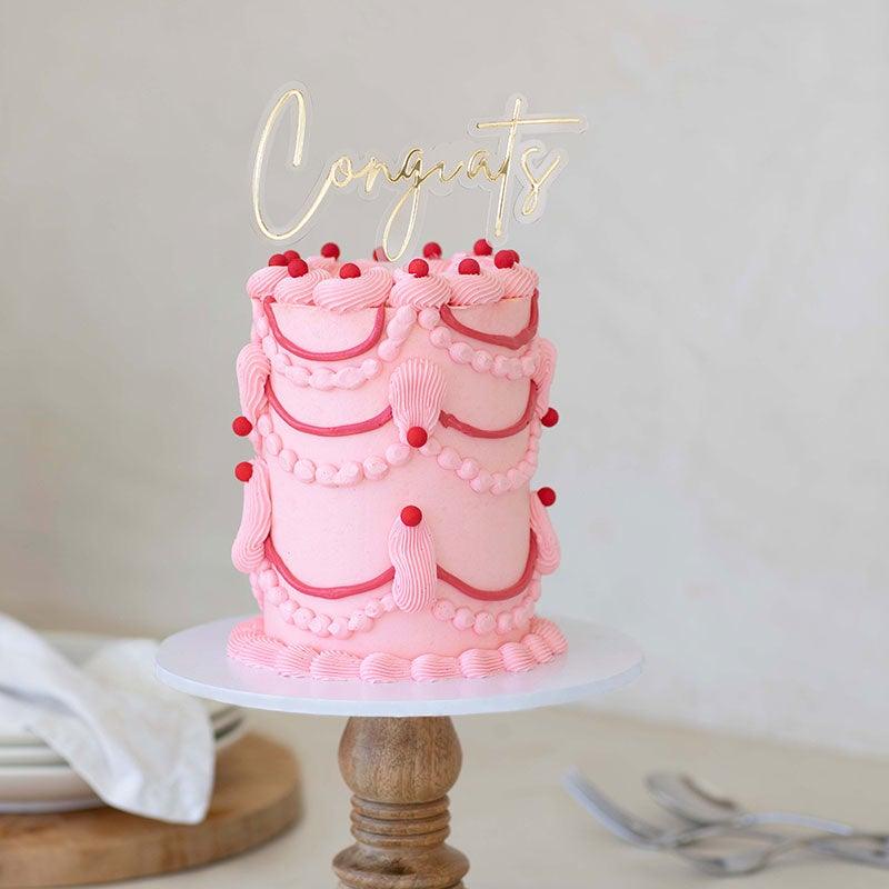 CONGRATS GOLD + OPAQUE Layered Cake Topper