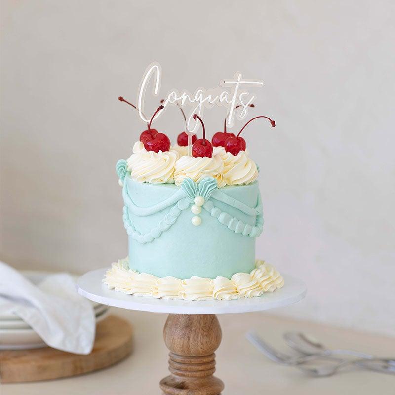 CONGRATS SILVER + OPAQUE Layered Cake Topper