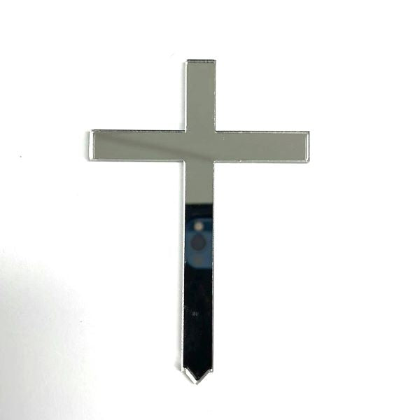 CROSS (Small) Silver Mirror Cake Topper