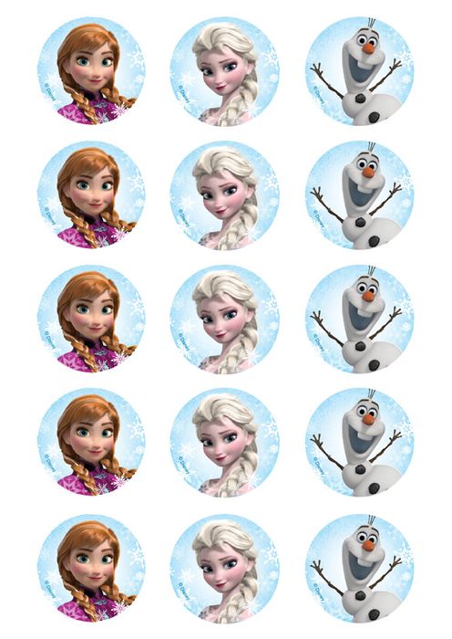 DISNEY FROZEN 5CM CUPCAKE IMAGES 15 PER SHEET