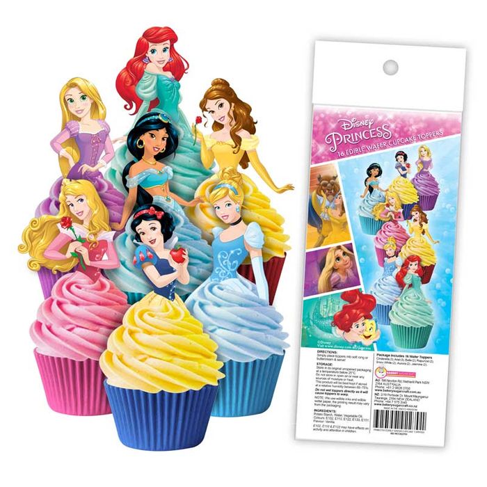 DISNEY PRINCESS Edible Wafer Cupcake Toppers 16 PIECE