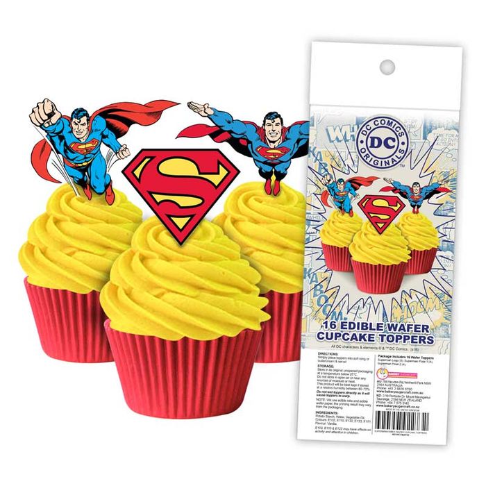 SUPERMAN Edible Wafer Cupcake Toppers 16 PIECE