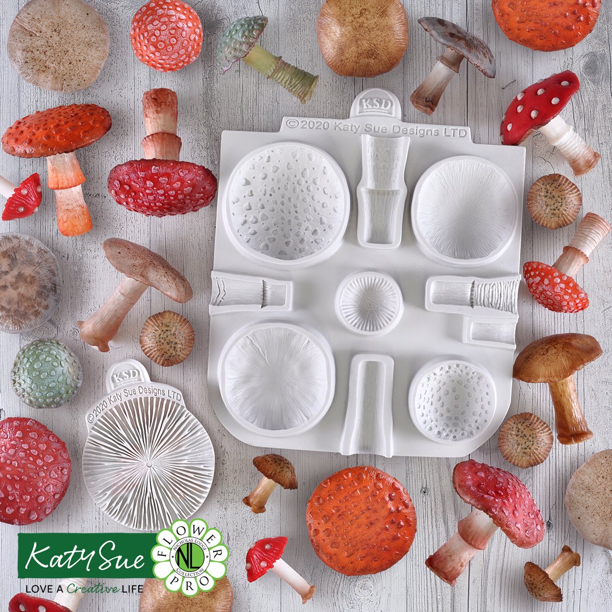 Katy Sue Mould Flower Pro Toadstools and Mushrooms Mould and Veiner - Cake Decorating Central