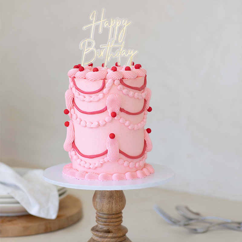 Happy Birthday Gold + Opaque Layered Cake Topper