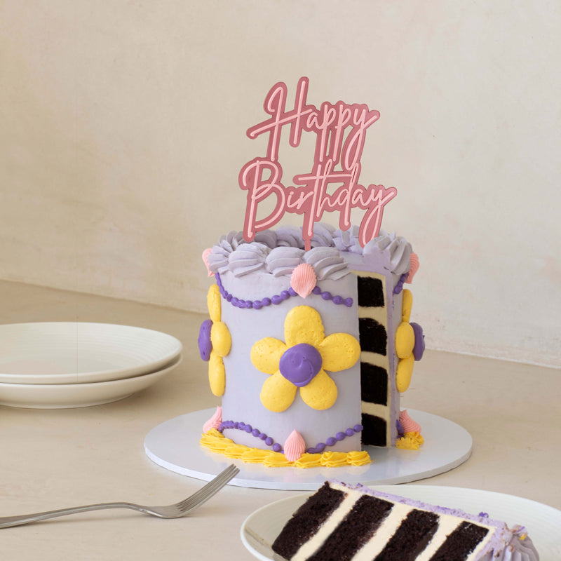 HAPPY BIRTHDAY PINK OPAQUE + PINK Layered Cake Topper