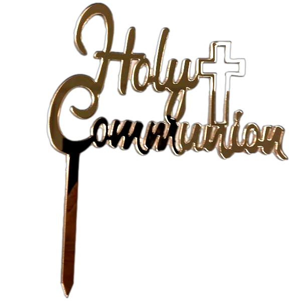 Holy Communion Rose Gold Mirror Cake Topper