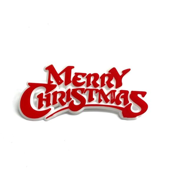 MERRY CHRISTMAS RED ON WHITE DECORATION