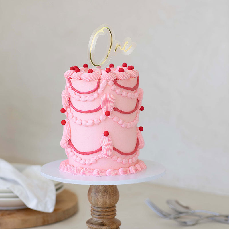 One Gold + Opaque Layered Cake Topper