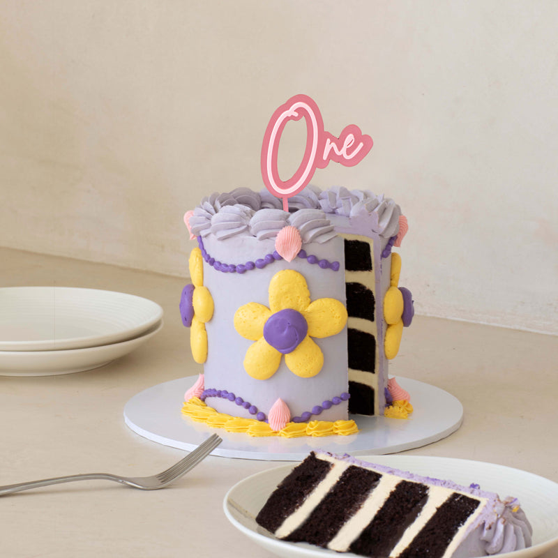 One Pink Opaque + Pink Layered Cake Topper