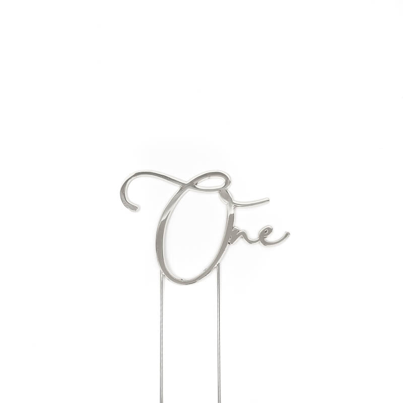 One Silver Metal Cake Topper