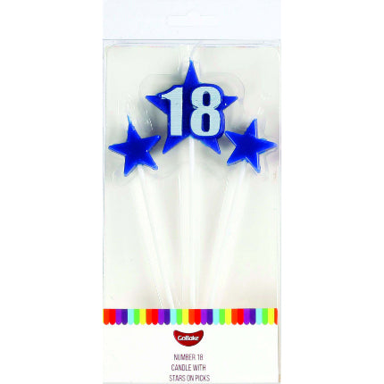 18 Blue Pick Star Candle Set