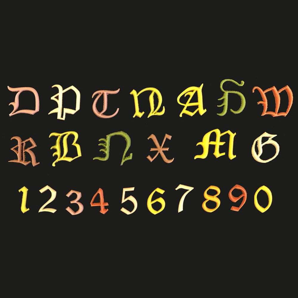 FMM OLD ENGLISH Alphabet Uppercase and Number tappit set