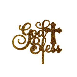 GOD BLESS GOLD Acrylic Cake Topper - Cake Decorating Central