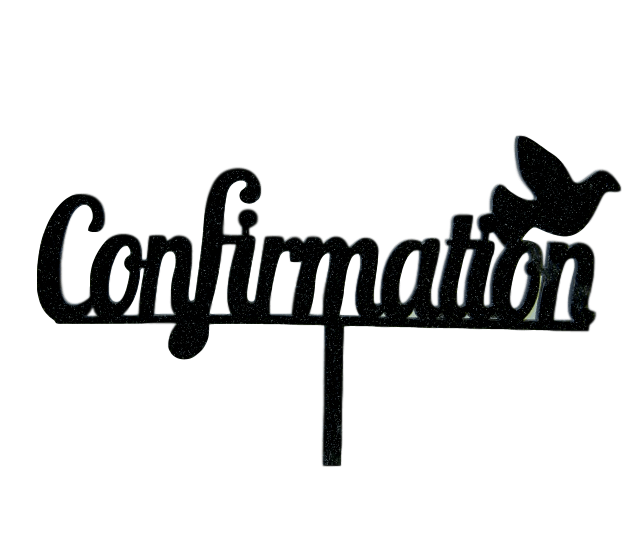 CONFIRMATION BLACK Acrylic Cake Topper - Cake Decorating Central