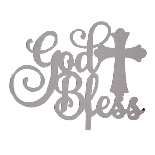 GOD BLESS SILVER Mirror Cake Topper - Cake Decorating Central