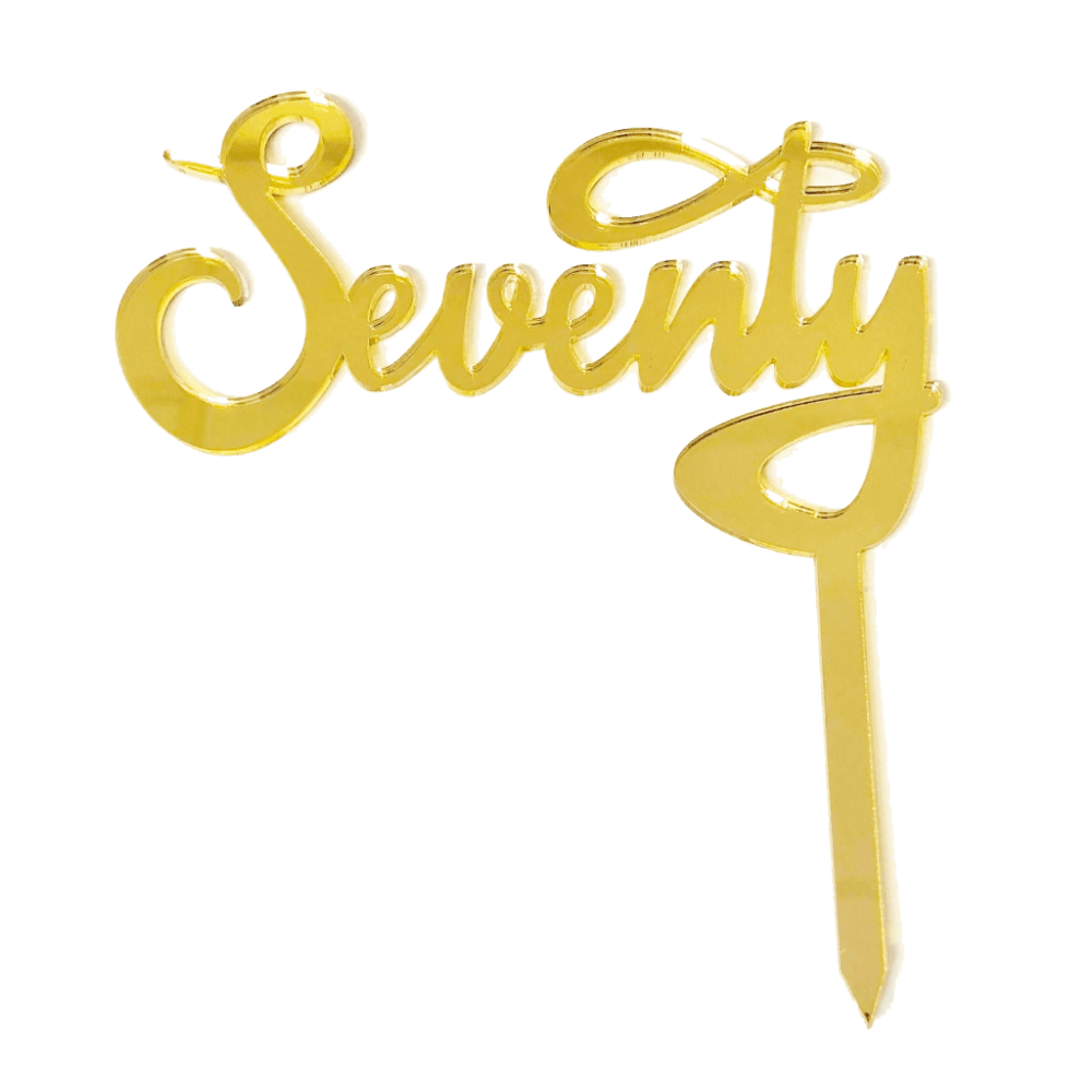SEVENTY Gold Mirror Cake Topper - Cake Decorating Central