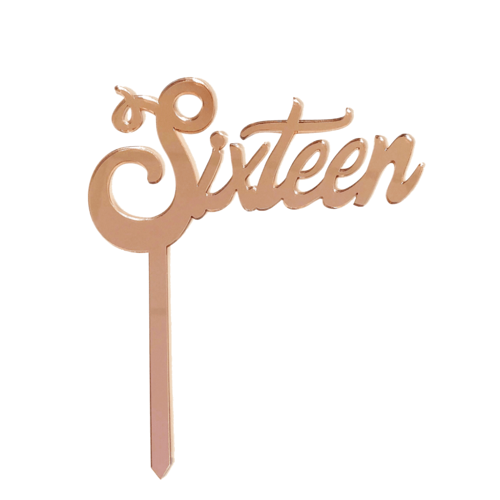 SIXTEEN Rose Gold Mirror Cake Topper - Cake Decorating Central