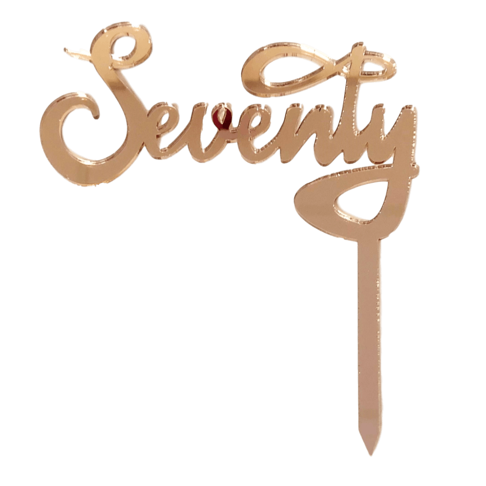 SEVENTY Rose Gold Mirror Cake Topper - Cake Decorating Central