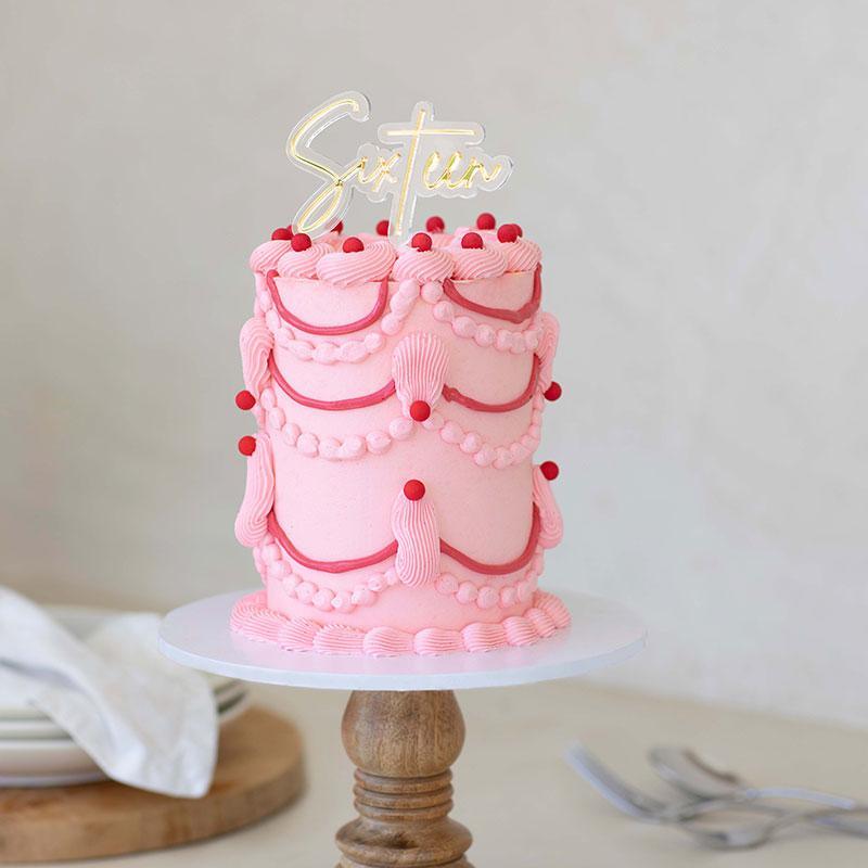 SIXTEEN GOLD + OPAQUE Layered Cake Topper