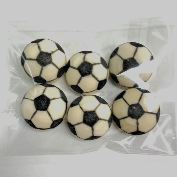 Soccer Balls Half Royal Icing Decorations 6pce