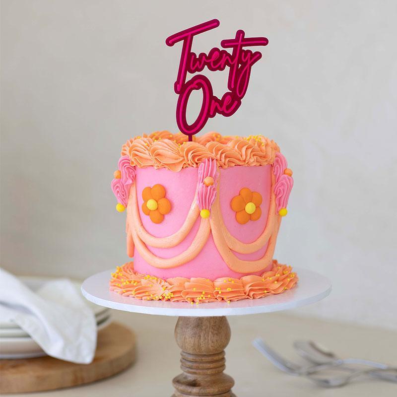 TWENTY ONE HOT PINK + PINK Layered Cake Topper