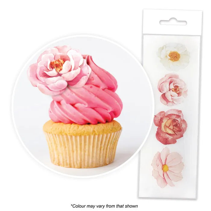 Assorted Flowers Wafer Toppers 16pk