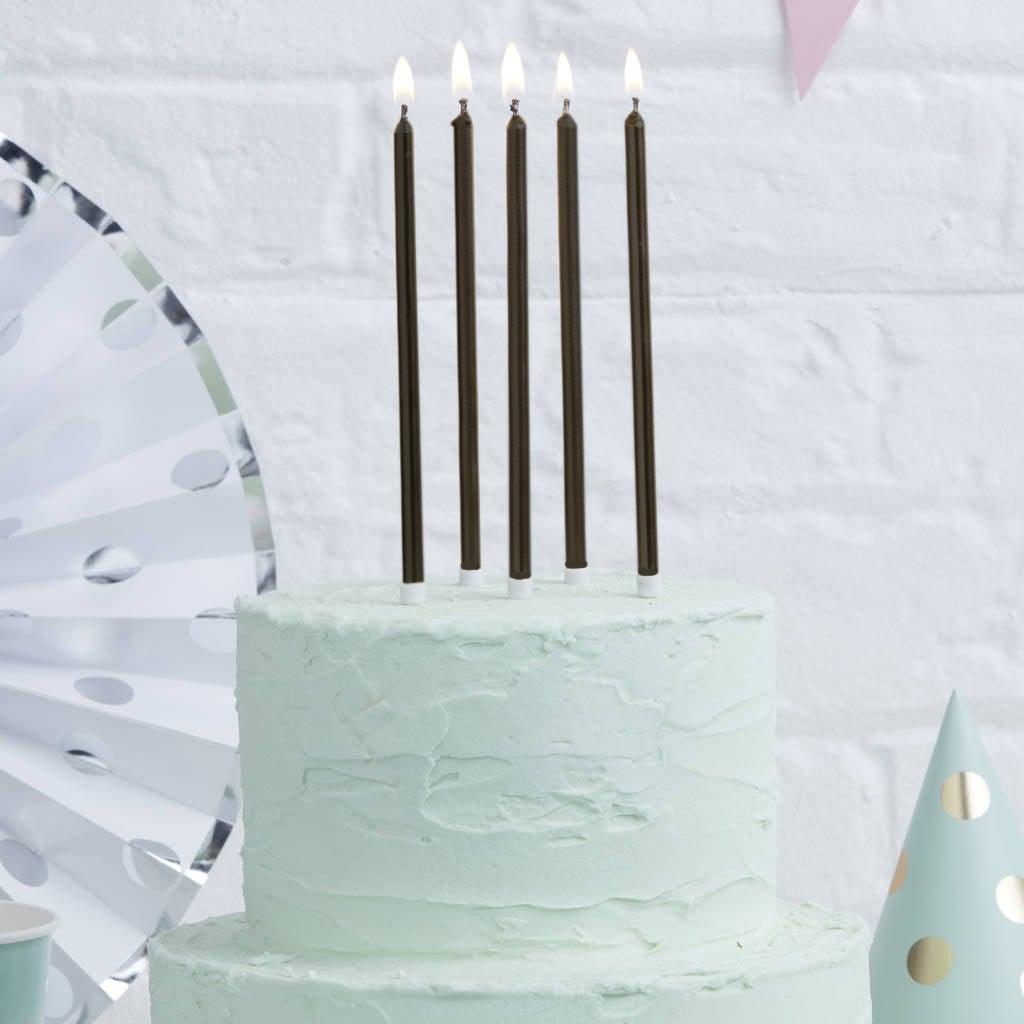 Candles BLACK 12cm pack 12 - Cake Decorating Central