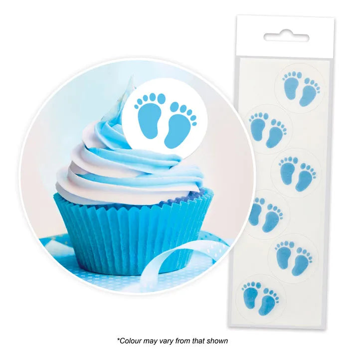 Blue Baby Feet Wafer Toppers 24 Pack