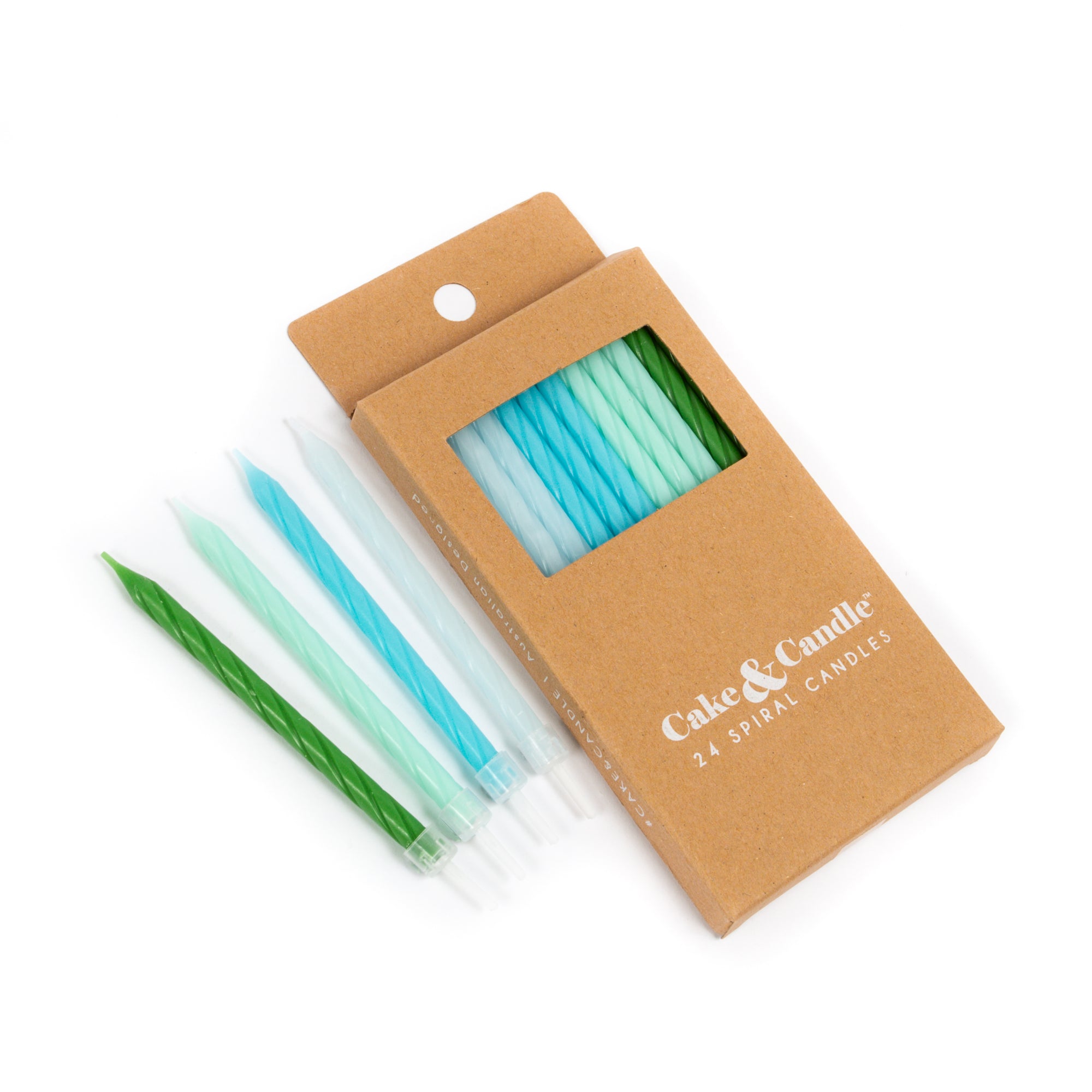 BLUE to GREEN Spiral Candles 24pk