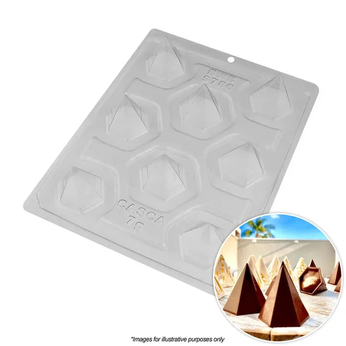 BWB 6 SIDE PYRAMID CHOCOLATE MOULD (3 PCE)