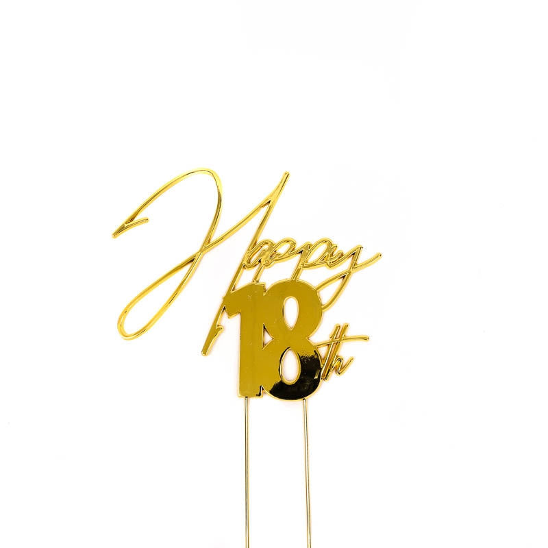 Happy 18th Gold Metal Cake Topper - Cake Decorating Central