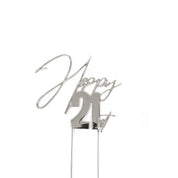 Happy 21st Silver Metal Cake Topper - Cake Decorating Central