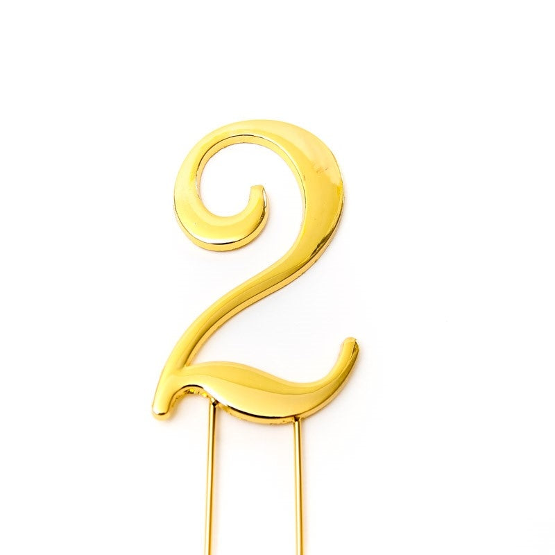 Number 2 GOLD Metal Cake Topper
