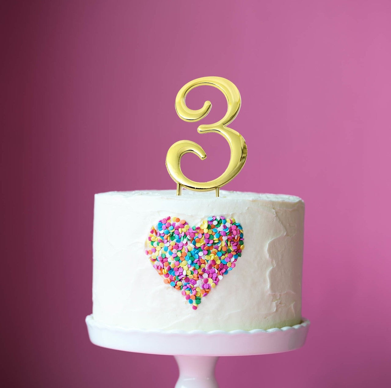 Number 3 Gold Metal Cake Topper