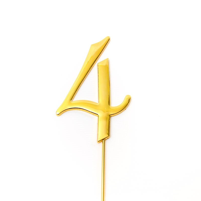 Number 4 GOLD Metal Cake Topper