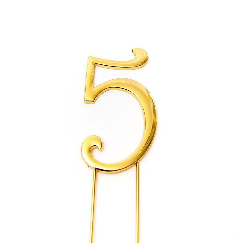 Number 5 GOLD Metal Cake Topper